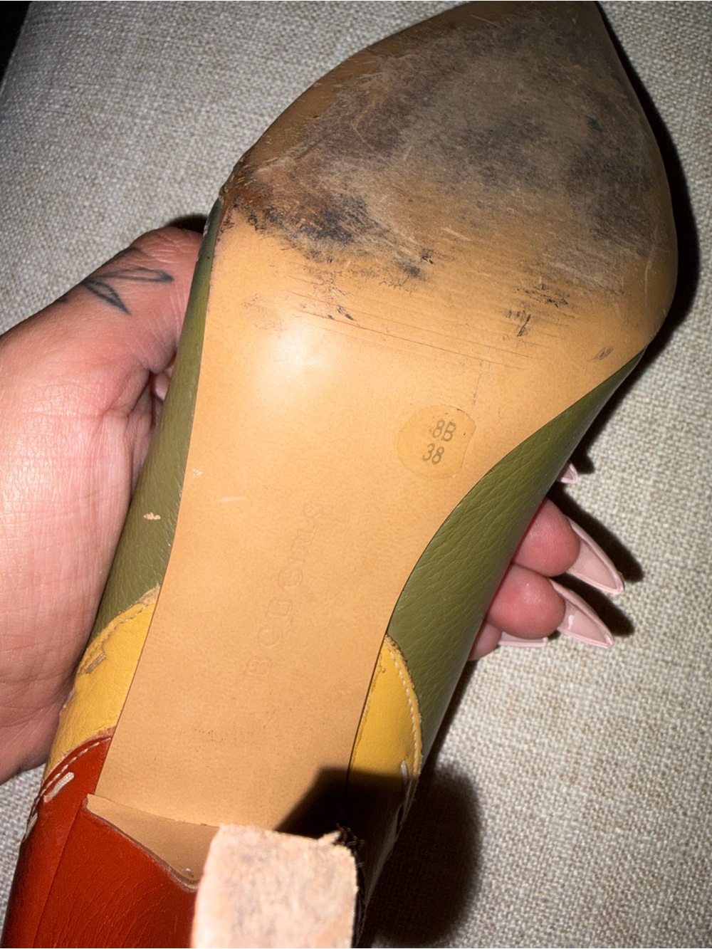 BCBGirls Vintage Colorblock Leather Pointed Toe Pumps Heels Size 9B / 38 - Picture 8 of 11